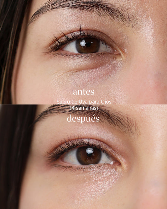 Suero de uva para ojos Ere Perez diferencia antes y despues en ojos femeninos disponible en BLUMMA