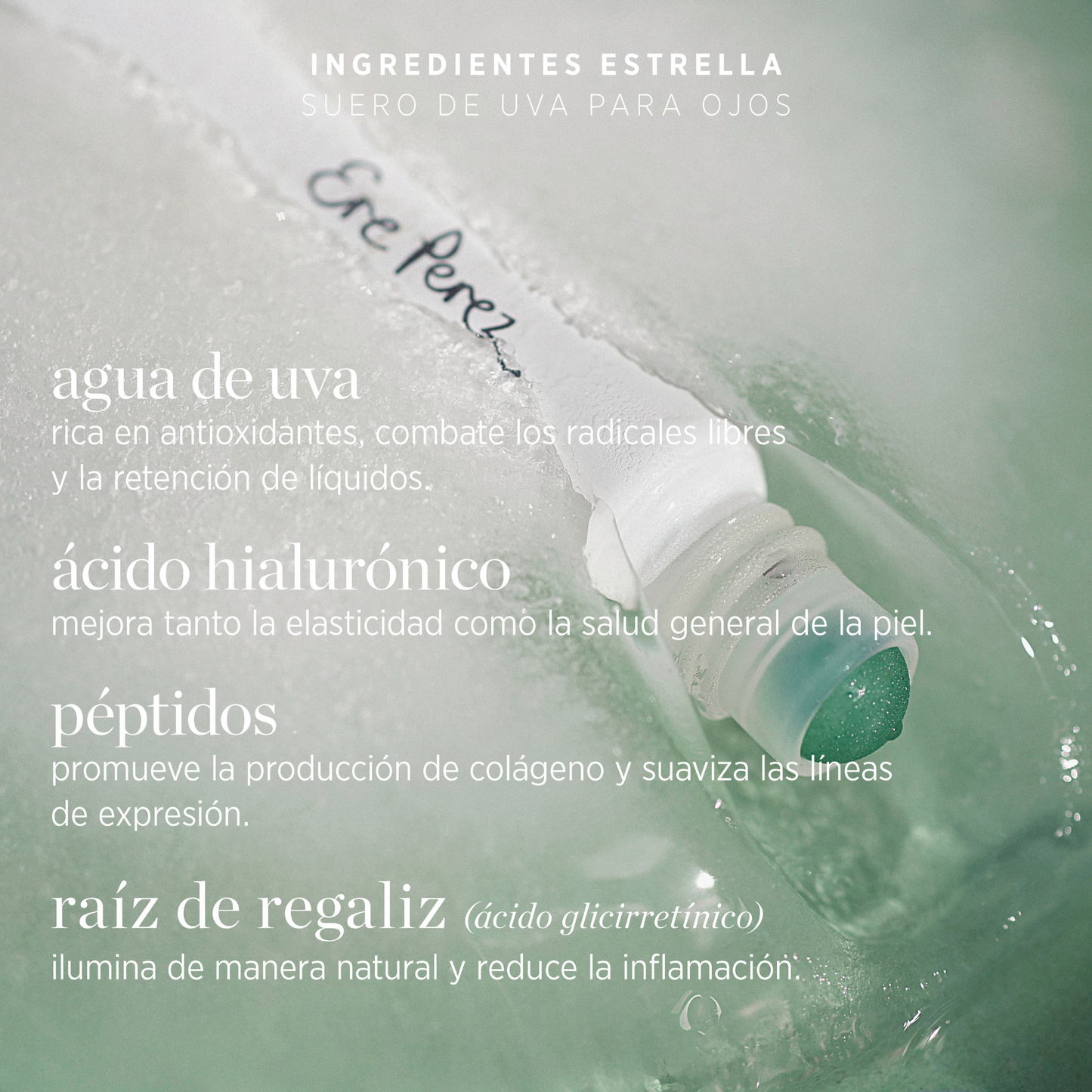 Suero de uva para ojos Ere Perez beneficios de ingredientes acido hialuronico disponible en BLUMMA