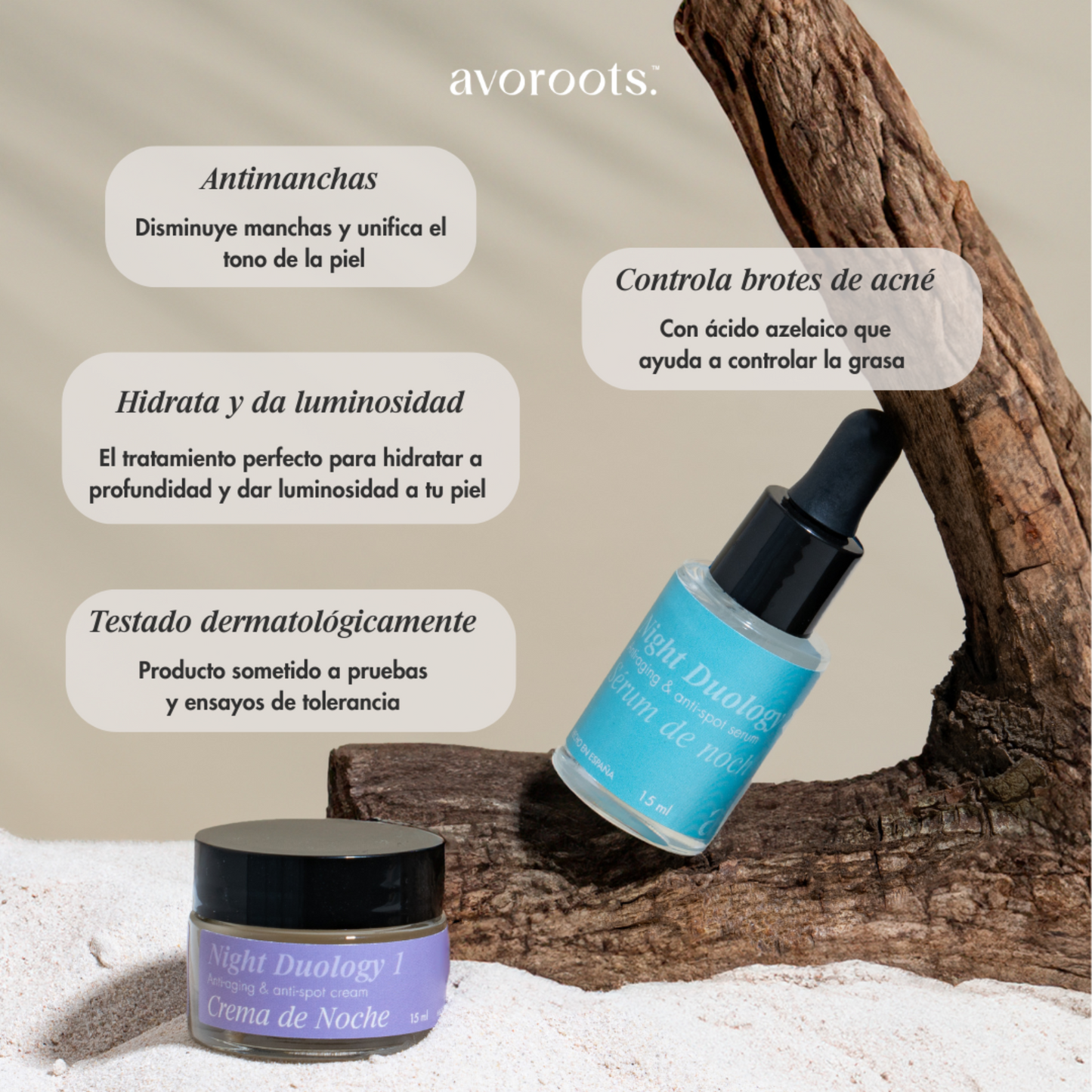 infografia de los beneficios del night duology de avoroots