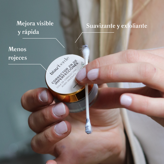 infografia de los beneficios del corrector zn de imperfecciones blauverde