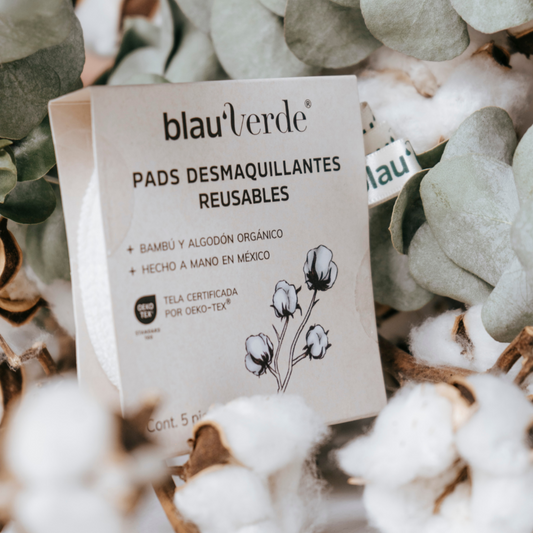 imagen de los pads de algodon reutilizables de blauverde sobre algodon