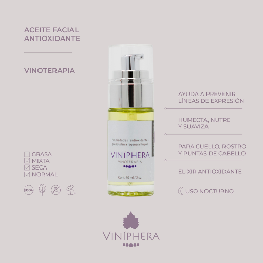Aceite facial antioxidante vinoterapia