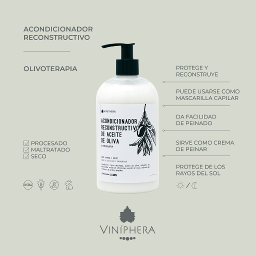 Acondicionador reconstructivo de aceite de oliva olivoterapia 480ml/16oz (botella)