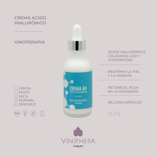 propiedades y beneficios de la crema de acido hialuronico de viniphera disponible en bumma disponible en Blumma