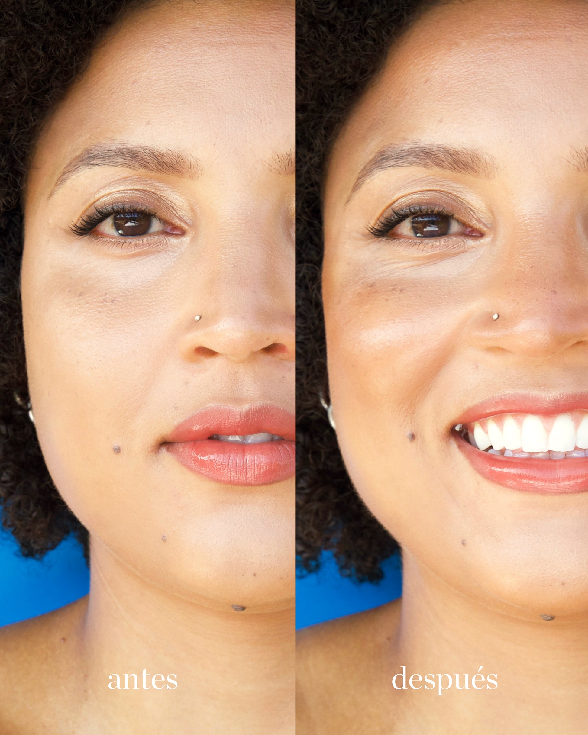 antes y despues de utilizar balsamo de cacao tono sol de ere perez en modelo femenino