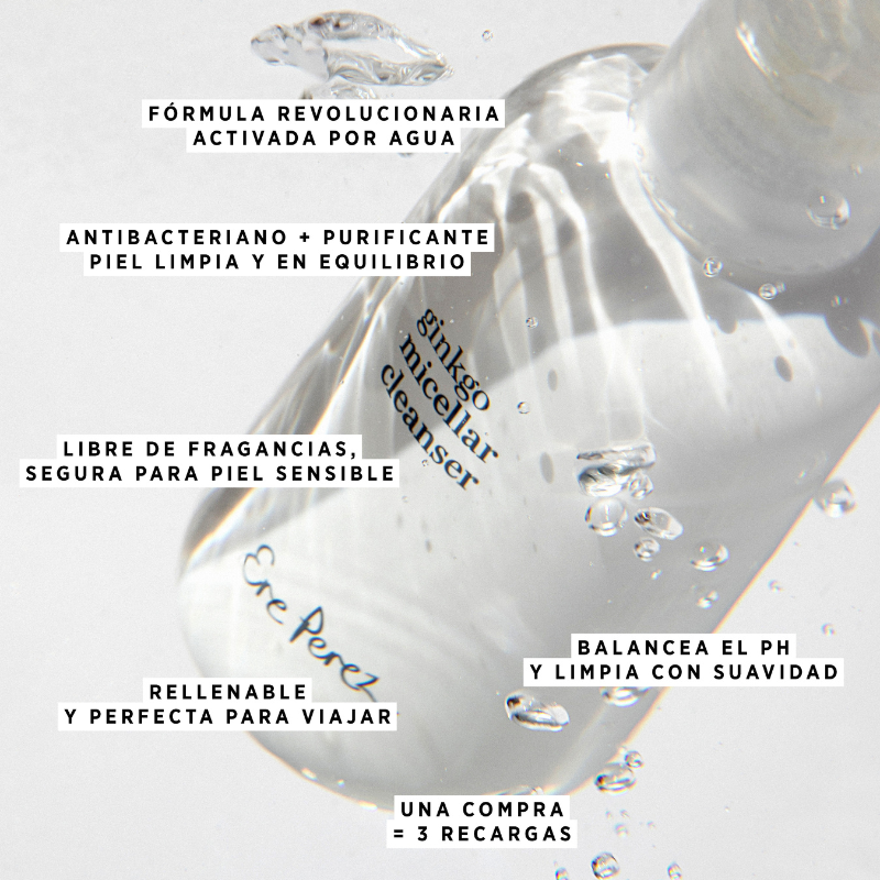 Agua micelar con gingko en tabletas