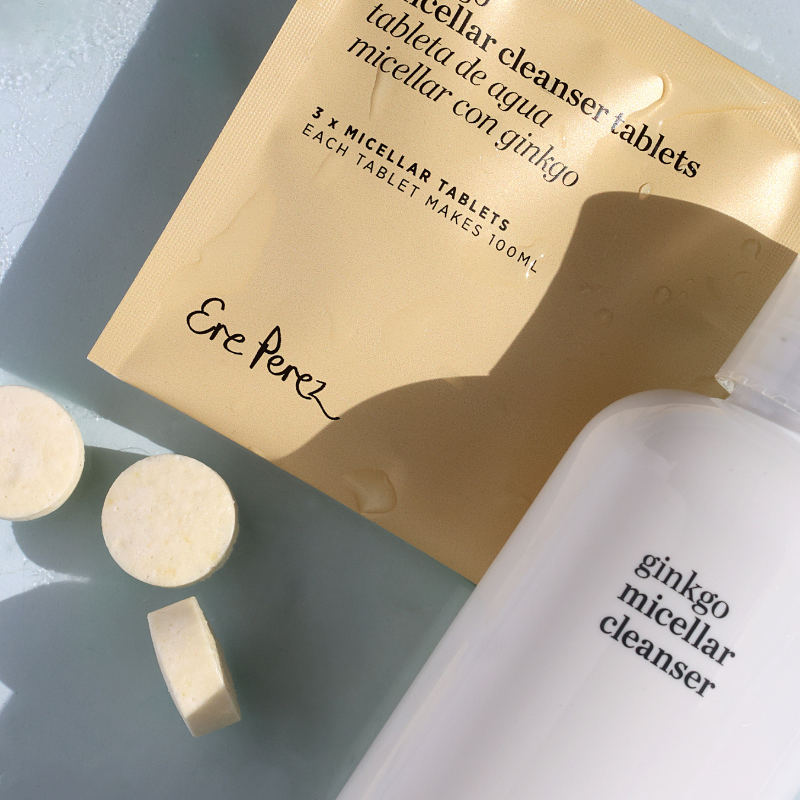 Agua micelar con gingko en tabletas