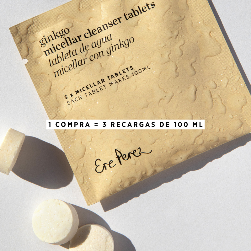 Agua micelar con gingko en tabletas