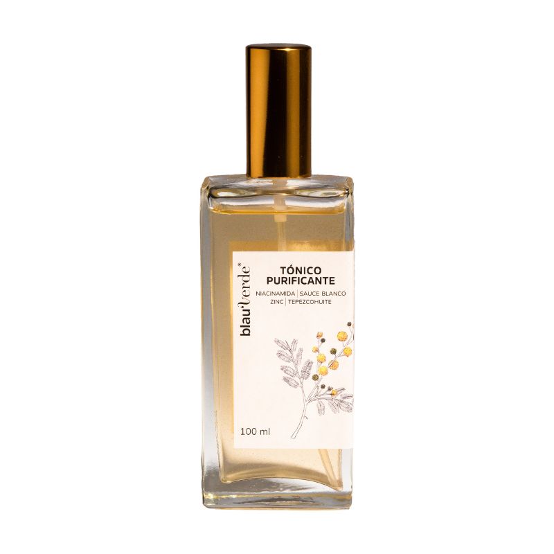 Tónico purificante BLUMMA – vista frontal envase 100ml fondo blanco, Blauverde disponible en Blumma