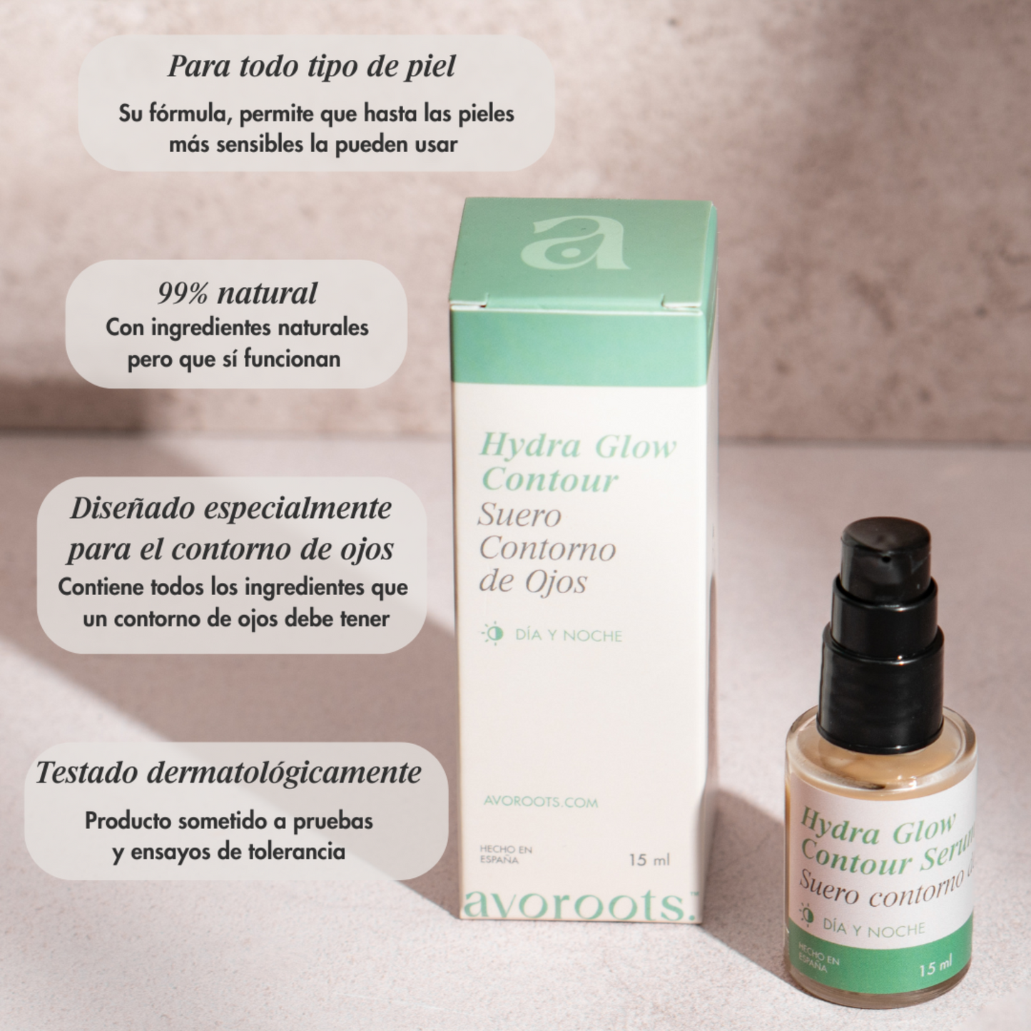 infografía del suero de contorno de ojos de avoroots