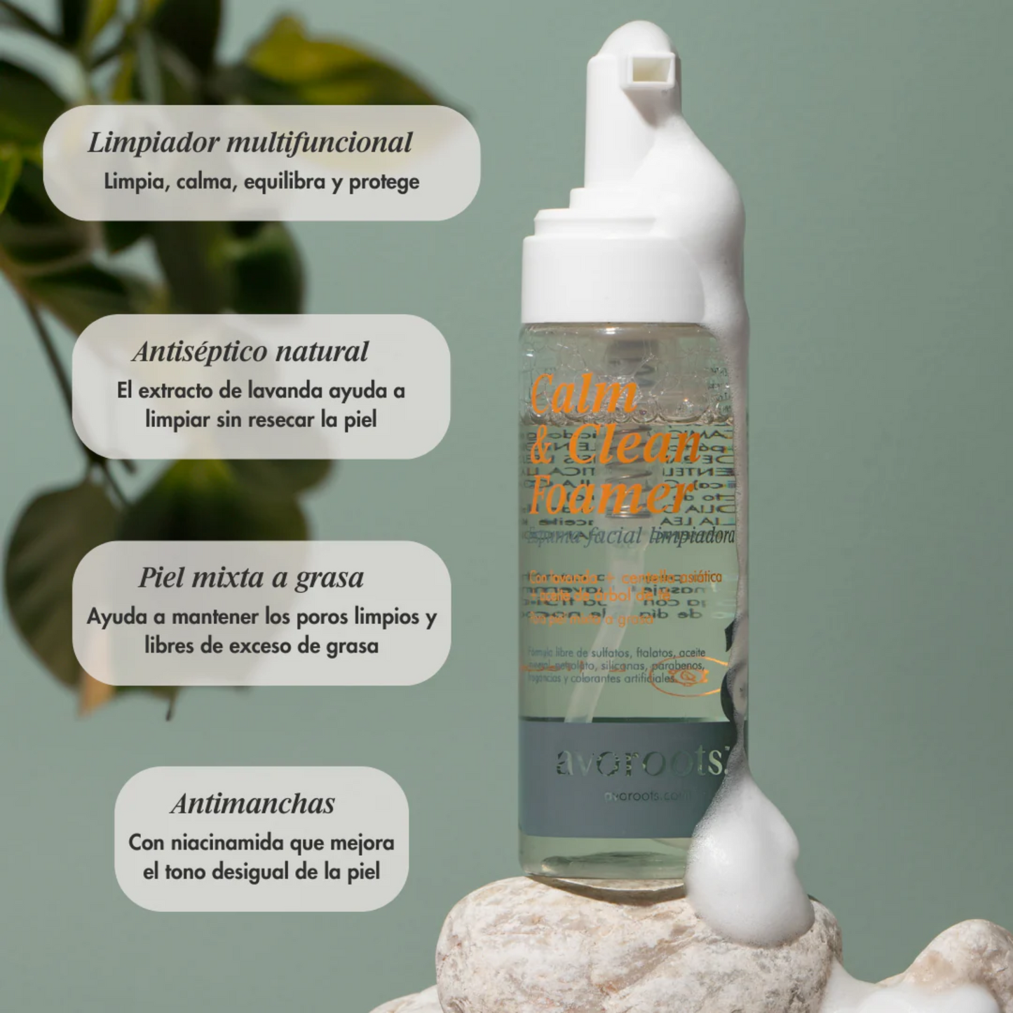 infografia de los beneficios del limpiador facial en espuma