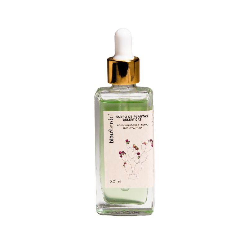 Vista frontal del suero de plantas desérticas 30 ml en fondo blanco, Blauverde disponible en Blumma