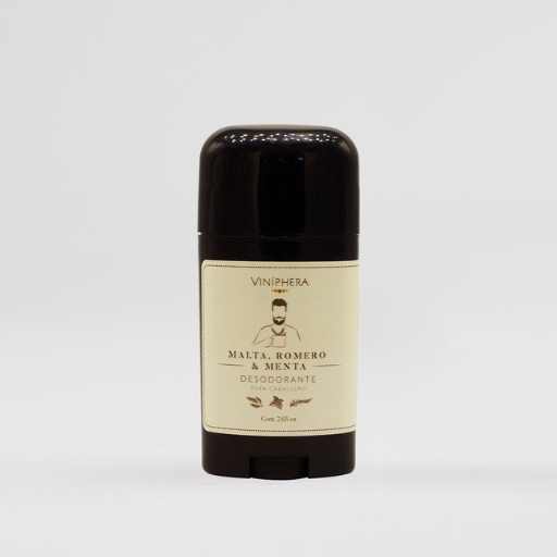 envase de plastico negro con etiqueta color beige